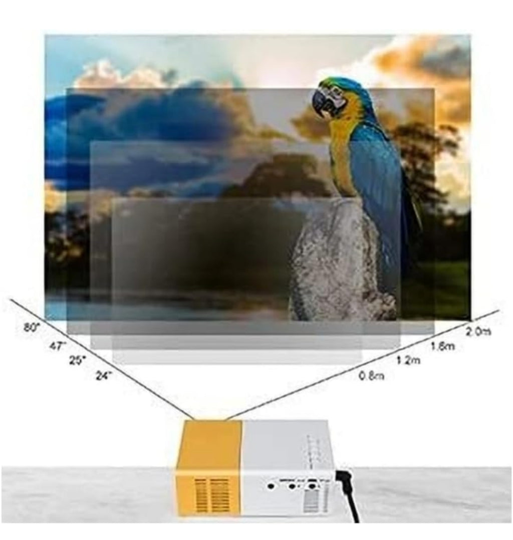 Mini Portable Projector, White and Orange Remote, HDMI